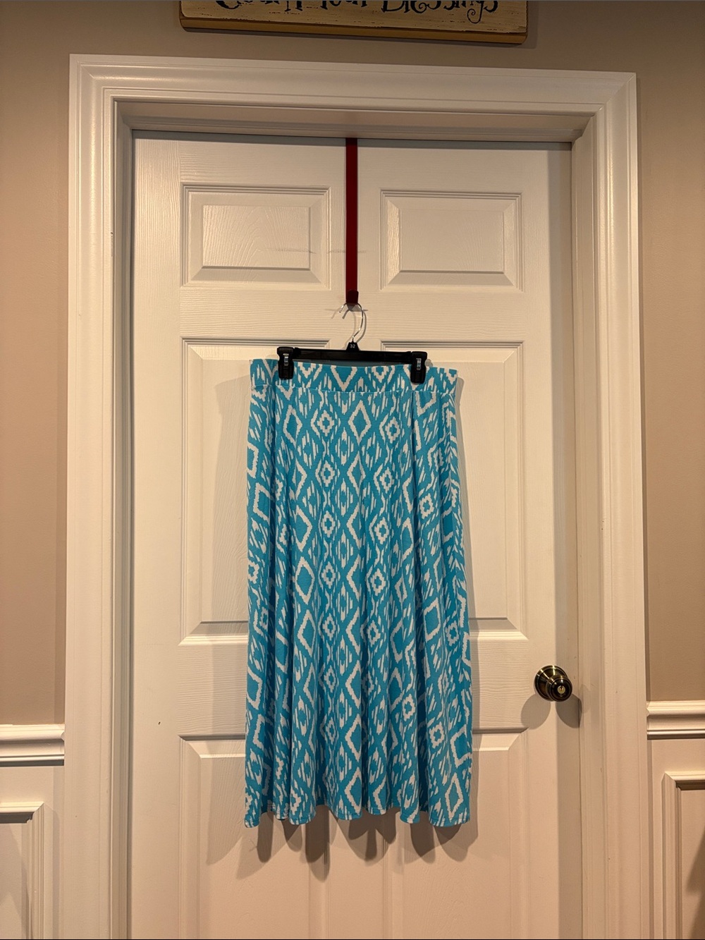 Kim Rogers Blue Turquoise and White Maxi Skirt
